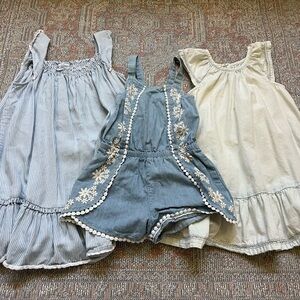 Chambray Toddler Dresses and Romper Set